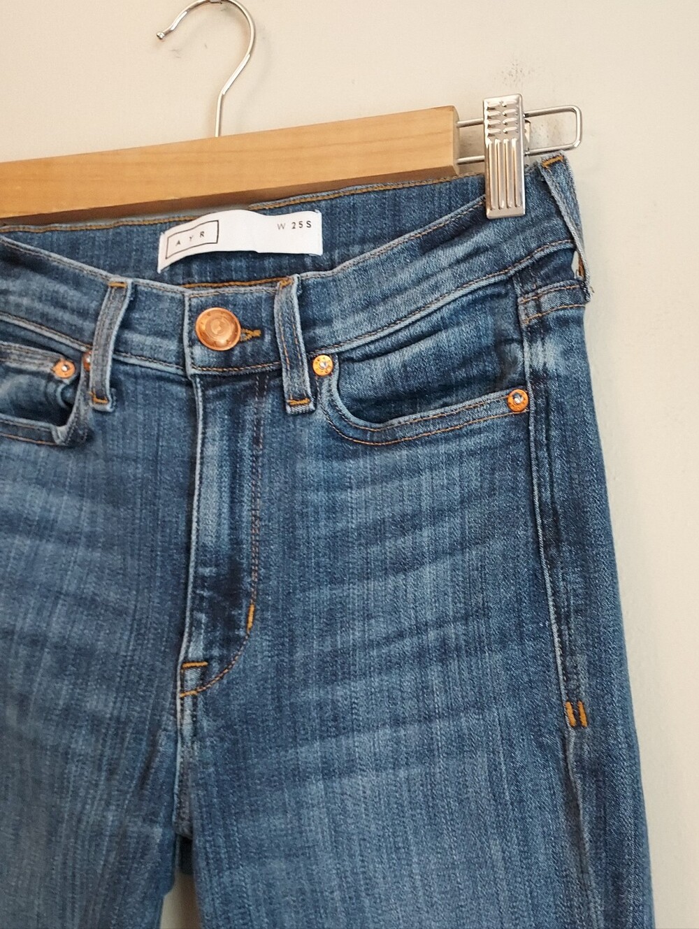 AYR The Pop Straight Denim Jeans Size 25 Short 25S Stretch Ankle Length - Picture 5 of 15